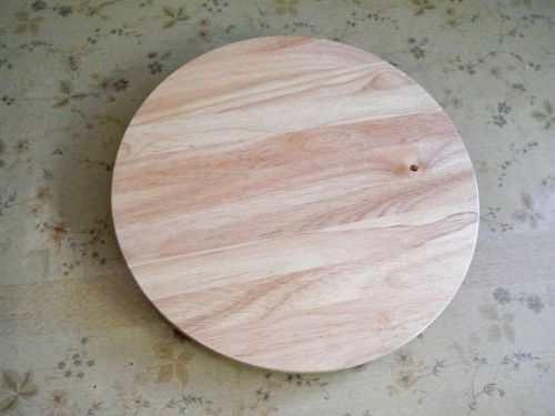 ?14&#034; TURNTABLE 360° DUAL WOODEN PLATES DRESS DESIGN CAKE DISH WITH BALL BEARINGS