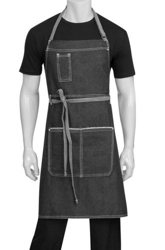 Chef Works AB041-BLK-0 Bronx Bib Apron, Black 100% cotton denim