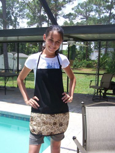 Barbecue style apron , coffee beans ,coffee cups 2 pockets holds spatulas