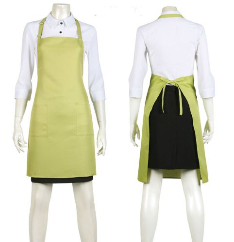 new green barista bakery waiter server aprons with 2 front pocket chef 69x72cm