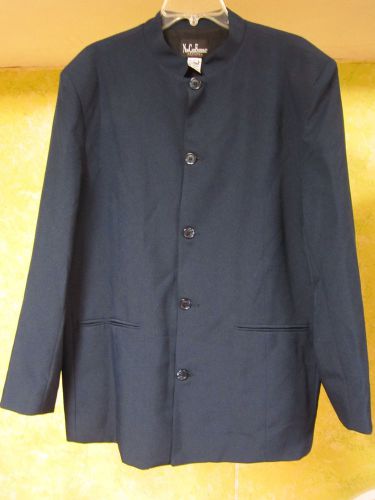 New Chef Fashion Apparel Lined Coat Navy Blue Nehru Mandarin Double Vent Poly