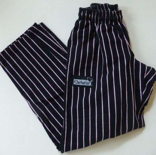 Womens size Medium Chefwear Pants black/pink stripe