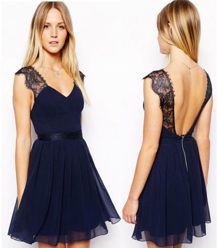 Pure sexy lace halter chiffon dress skirt