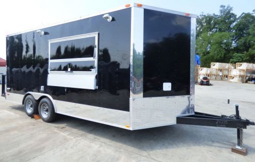 Concession trailer 8.5 x 18 black catering event food trailer for sale