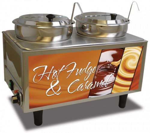Benchmark usa 51072h hot fudge/caramel warmer 2-ladle/lids twin 7 qt. wells for sale