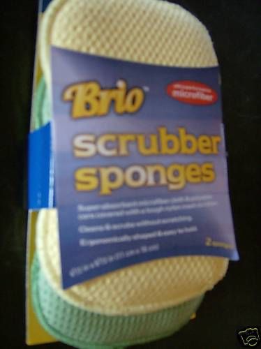 2 New Microfiber Scrubber Sponge Kitchen Non Scratch