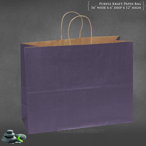 100 pcs purple paper bags gift bags retail bags merchandise bag 16&#034;x6&#034;x12&#034; for sale