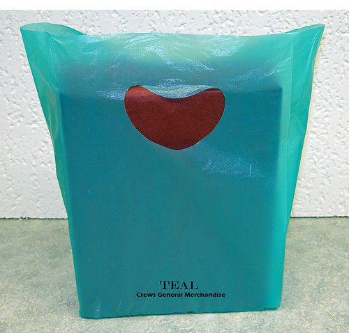 100 teal plastic merchandise shopping bags 7&#034;x3&#034;x12&#034; for sale
