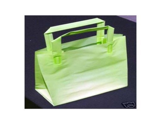 250 pcs thick plastic lime green vogue frosty retail shopping bags with handle for sale