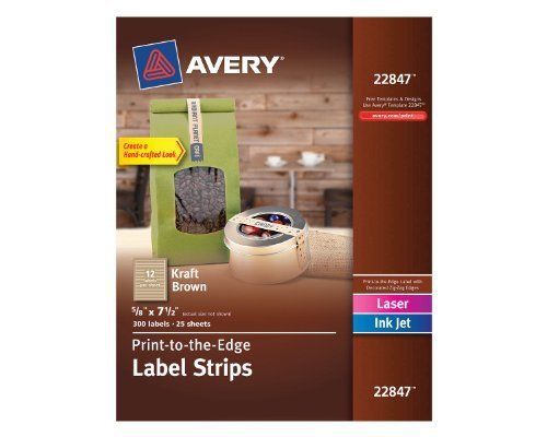 Avery Kraft Brown Label Strip - 0.63&#034; Width X 7.50&#034; Length - 300 / Pack (22847)