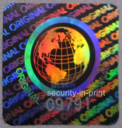 294 WORLD ORIGINAL Hologram Silver stickers labels + Serial No&#039;s 20mm S20-1SSN