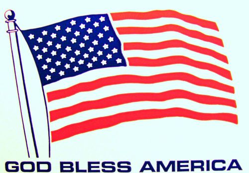 500 2 x 3  AMERICAN / USA FLAG GOD BLESS AMERICA LABEL STICKER
