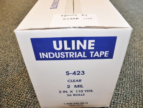 Case of clear uline packing shipping box tape model s-423 industrial 2.0 mils for sale
