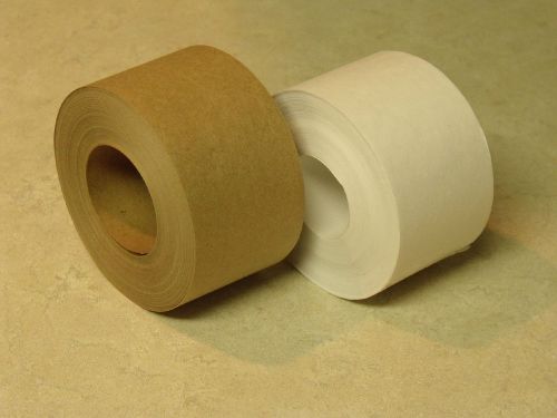 100 Foot COMBO PACK Water Activated WHITE KRAFT &amp; TAN KRAFT PAPER TAPE