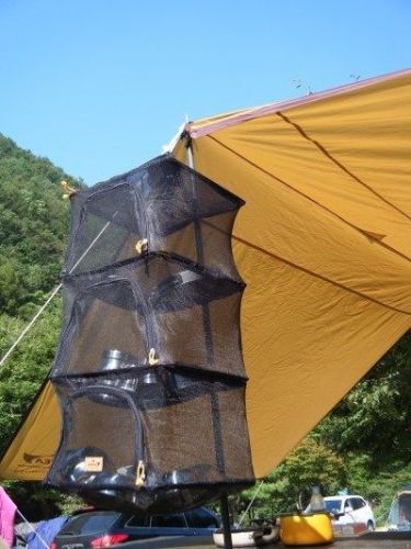 4 Layer Camping Foldable Mesh Dish Dryer Net Rack Shelf Outdoor Anti bug Hanging
