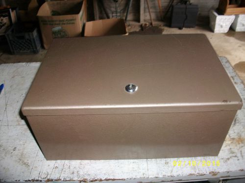 Vintage rockaway metal products large lock box safe with key 14x9x6 lot 15-5-5 for sale