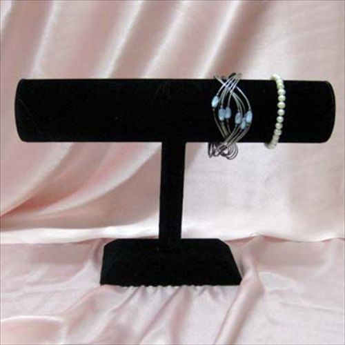 Black Velvet Wood Single 1 T-Bar Brancelet Jewelry Display Showcase Stand 1 Tier