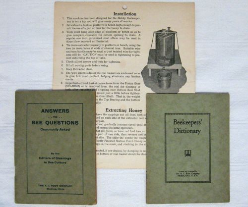 1922 &#034;A.I. ROOT COMPANY&#034; BEEKEEPING BOOKLETS(2) &amp; HONEY EXTRACTOR SHEET Candle