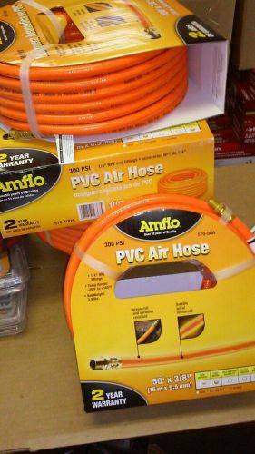 Amflo 576-50A Orange 300 PSI PVC Air Hose 3/8&#034; x 50&#039; With 1/4&#034; MNPT End