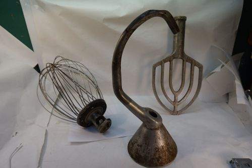 Vintage hobart mixer attachments lot 3 whip flat beater hook commercial for sale