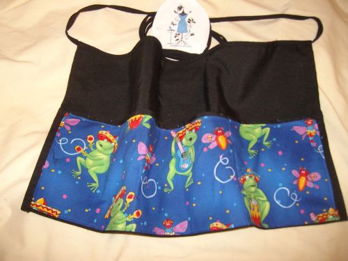 Black waist apron fiesta frog  server waitress  waist apron name added free for sale