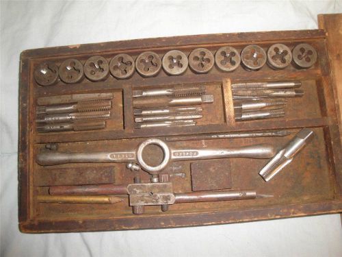 ANTIQUE TAP &amp; DIE SET WOODEN BOX LUDELL PARTS POSSIBLE ITS INCOMPLETE
