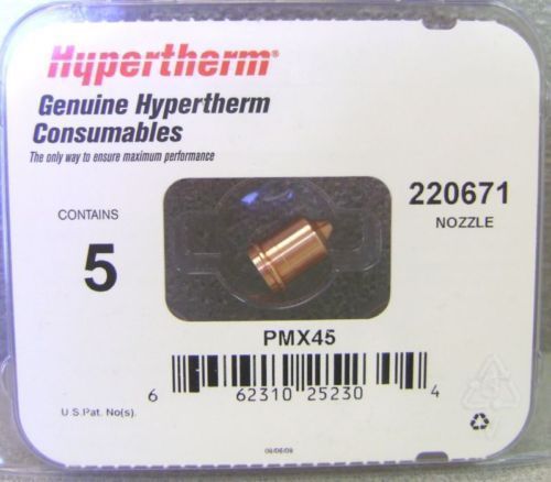 (2)Hypertherm Powermax 45 Shielded Nozzles 5 Pack 220671