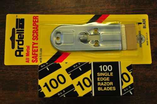 All Metal Safety Scraper with 1 Blades +100 Pcs Razor Blades Ardell 33-6601