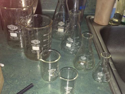 Organic chemistry glassware starter kit Erlenmeyer Beakers distillation