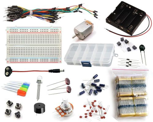 Electronics Starter Kit - Breadboard|Resistor|Capacitor|Motor|Wires| for Arduino
