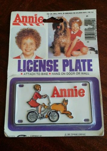 New sealed vintage 1981 Annie license plate bike license plate from movie Annie