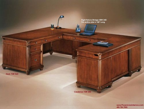 Executive u shaped desk with fancy desktop cherry wood office furniture for sale