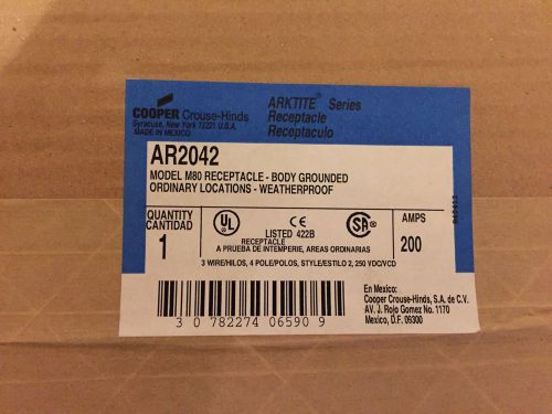 BRAND NEW Crouse Hinds Pin&amp;Sleeve AR2042 Receptacle 200A 3W4P NEW