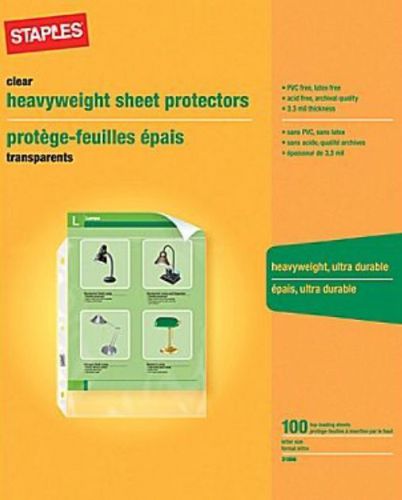 Staples heavyweight sheet protectors 100 per pack clear transparent brand new for sale