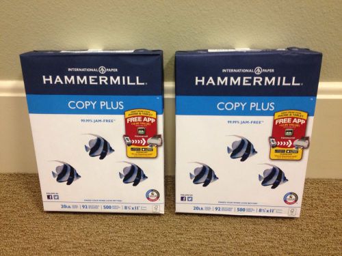 2 PACK HAMMERMILL COPY PLUS PAPER 9.99% JAM-FREE 500 SHEETS EACH (1000 TOTAL)