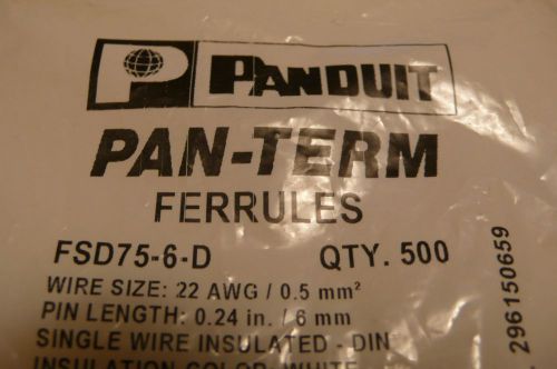 Panduit FSD75-6-D Insulated Ferrule  Single Wire DIN End Sleeve  22 AWG Wire Siz