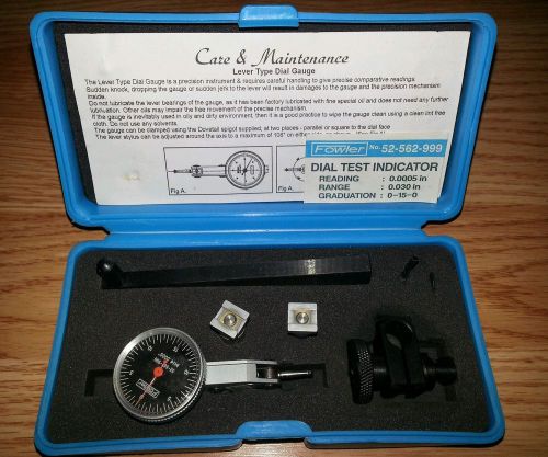 Fowler .030&#034; x .0005&#034; x-test indicator with 1&#034; dial 52-562-999 graduation 0-15-0 for sale