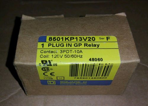 Square D Ser. F Plug In GP Relay 8501KP13V20, 3PDT-10A New in Box