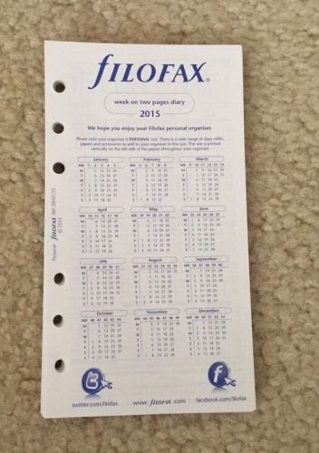 Filofax 2015 Calender Refill Week On Two Pages - Monday Start