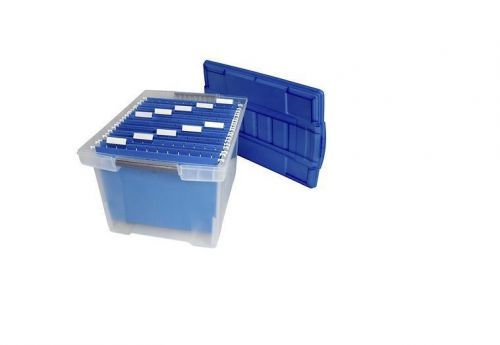 Letter and Legal Size File Storage Tote with Comfort Grips by Storex Clear