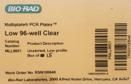 BioRad MLL9601, Multiplate Low 96-Well Clear Plates, Unskirted, Low prof (15pcs)