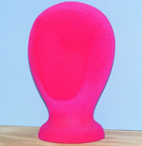 Vintage 10&#034; Styrofoam Pink Velvet Head Blank Face Wig Holder Display