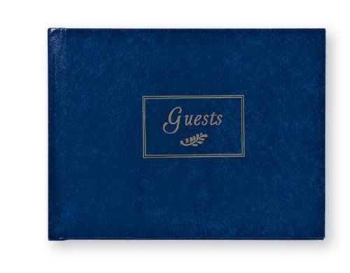 Cr gibson classic hard cover guest book, 7.625-in by 5-3/4-in, navy blue g3-2512 for sale