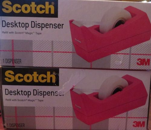Lot Of 2 Scotch 38P Desktop Dispenser Pink #C-38-P