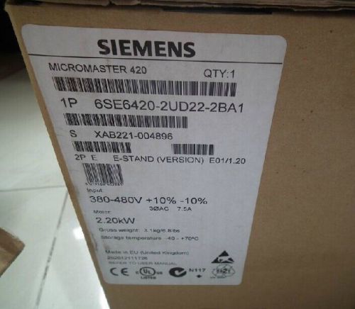 1PCS NEW Siemens 6SE6420-2UD22-2BA1 Micromaster 420 Inverter Drive 2.2kW