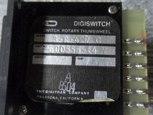 (V46-2) 1 USED DIGITRAN 3-R-427 C DIGISWITCH ROTARY THUMBWHEEL SWITCH