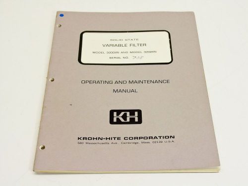 Krohn-Hite Corporation Operating &amp; Maintenance Manual 3200? &amp; 3202?