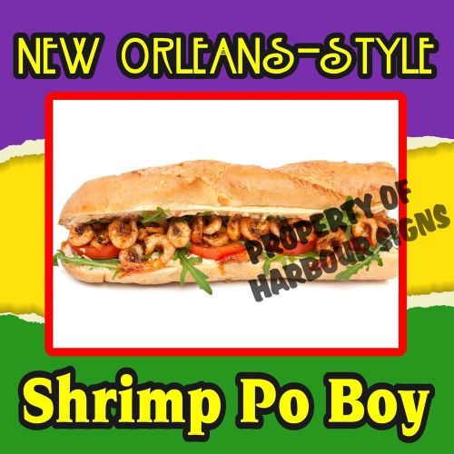 New Orleans Style Shrimp Po Boy Decal 14&#034; Food Truck Concession Restaurant Menu