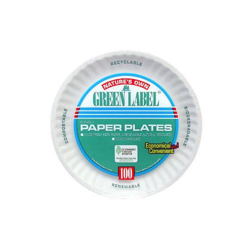 AJM Packaging Corporation Round Uncoated Paper Plate in White