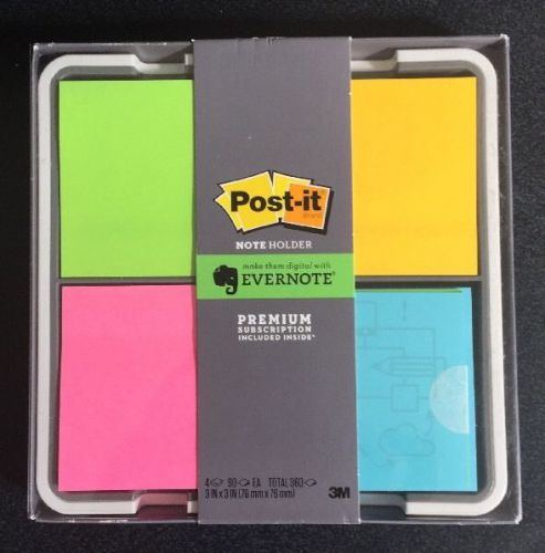 Post-it Note Holder, Evernote Collection, Quad (NH-654-EV4) 3x3, includes 4 pads